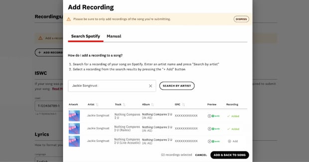 Adding Multiple Recordings