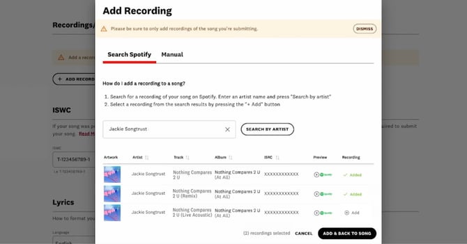 Adding Multiple Recordings